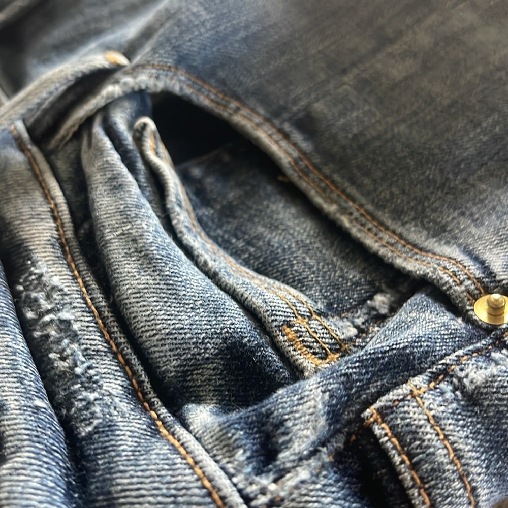 Frame Denim Blue Le Nouveau Straight Cropped Ankle Jeans with Split Hem - Picture 12 of 13